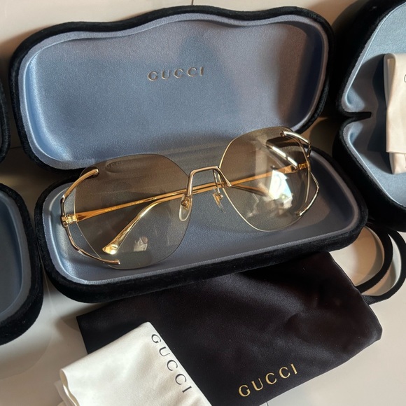 Gucci 💅 Brown Gradient Gold GG Lens 59 15 130 Women's Sunglasses GG0651S 005 NEW - Picture 6 of 16